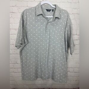LINCS DAVID CHU 100% COTTON GOLF POLO gray paisley short sleeve shirt, sz XL GUC